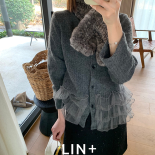 起+ -春~手工钉珠毛呢A版小香气质重工星空年会新年半身裙ST735