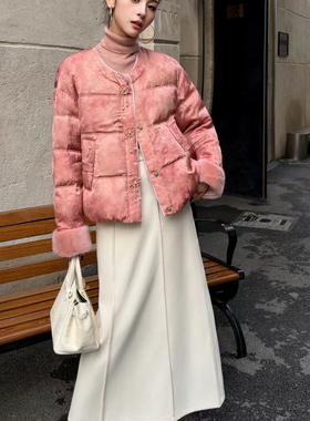 一起家冬上新服新中式绗缝国风保暖羽绒服外套67019