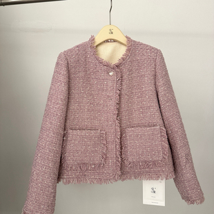 一起粉紫温柔女人味流苏款羽绒小香外套～炒好卖羽绒服28966262-1