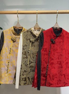 一起26年早春重工气质人丝双色腰果花提花马甲G417-1215F