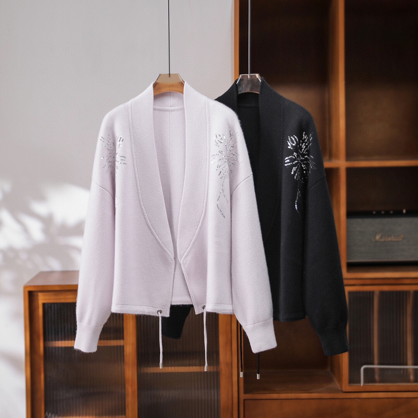 一起设计小众臻品式经典设计感气质亮片羊毛外套（含70羊毛）Q09