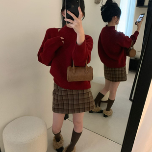 25156 059 一起小众设计色线迹设计感假两件针织衫 含43羊毛