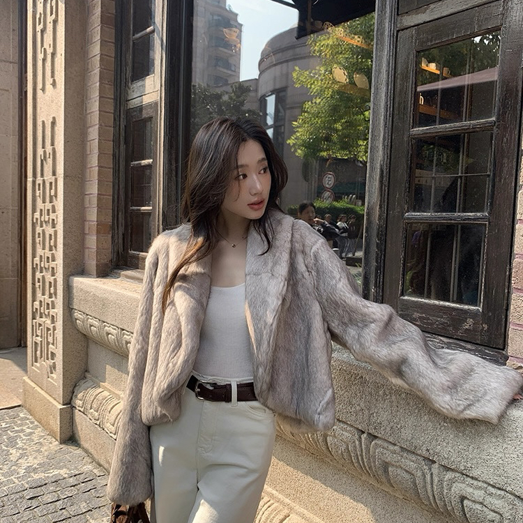一起小众设计盈毛毛保暖皮草外套（含100兔毛）(大货不收版)TK997