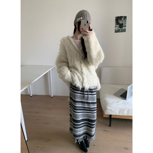 一起拉毛宽松显瘦百搭毛绒绒保暖毛衣（含12羊毛）715一羊毛开衫