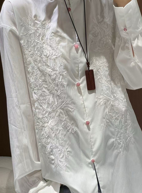 一起春上新极简大牌老钱新中式天丝棉重工绣花衬衫YS2-t321