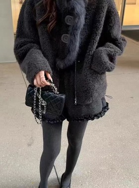 一起复古毛绒宽松短外套(配环保毛毛领不可拆)28251
