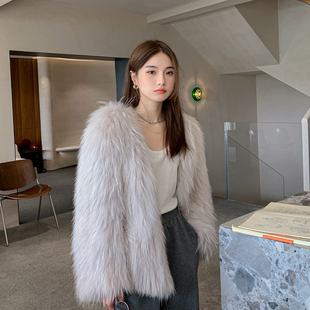 一起编织貉子毛前长后短设计皮草外套皮草DXJQQJ2504