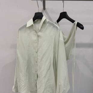 一一起26年春款 轻奢微透衬衫 配屁帘 371d094 法式