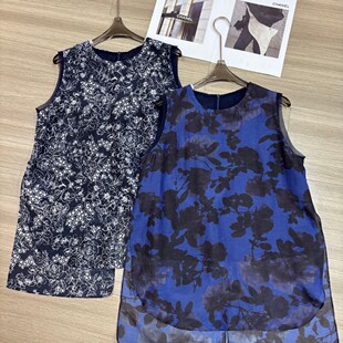 小衫 一起 古印花后背开衩设计利落版 型真丝丝棉无袖 G322 YS386