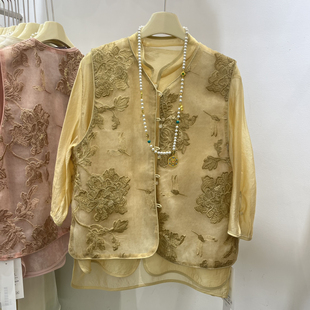 不含内搭和项链 一起新女装 新中式 重工花朵刺绣国风马甲 069 AXE