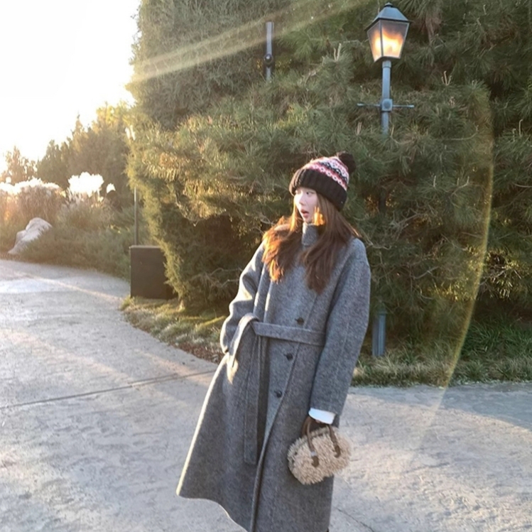 一起轻奢大衣-单排扣双面羊毛外套(配腰带)（含100澳毛）L-YC7722