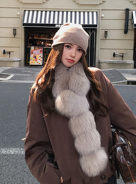 一起女鹅绒皮草保暖羽绒服外套(配可脱卸真狐狸毛围巾)25081