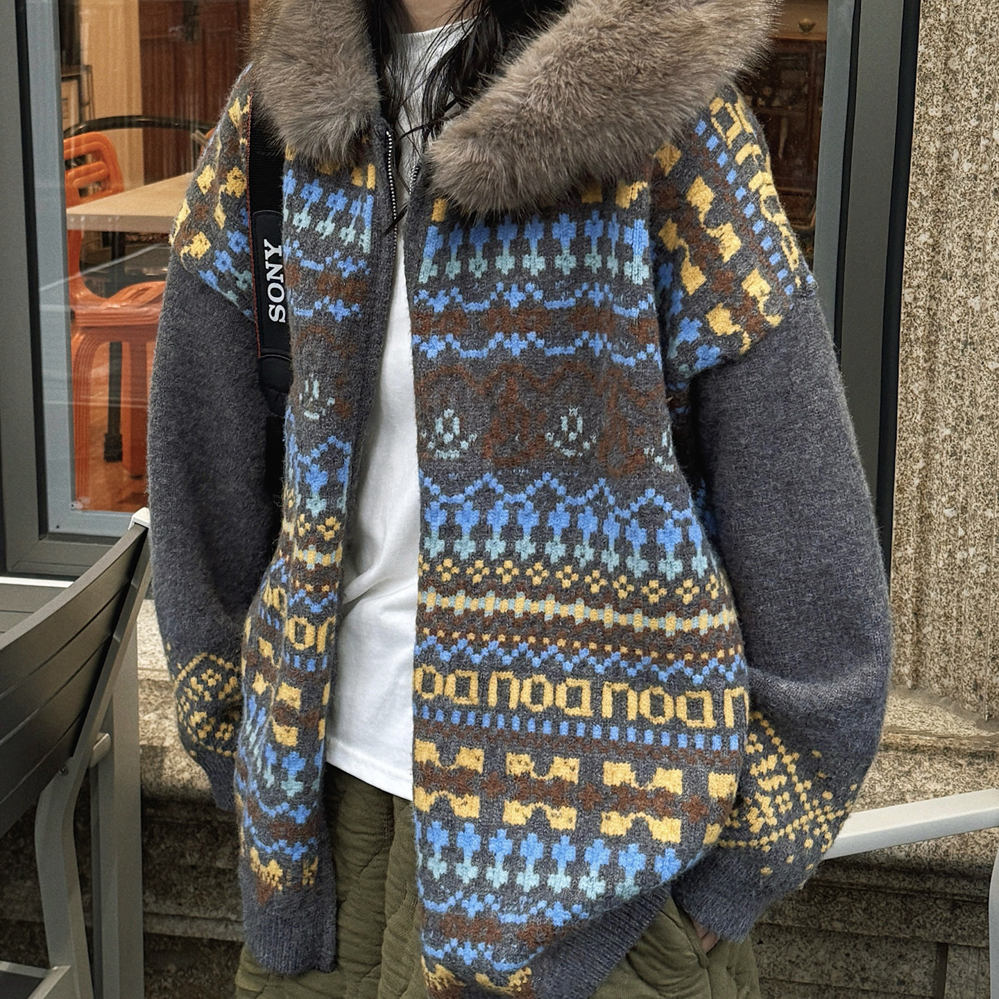 一起冬季新款韩系复古民族风毛领撞色提花针织开衫Z4462,女装/女士精品,毛针织衫,淘宝优惠券,粉丝福利购,淘宝优惠卷