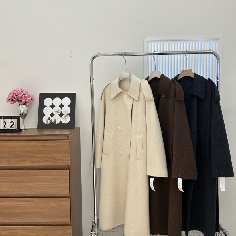 一起冬上新简约大气纯色羊毛外套(配腰带)（含100羊毛）YC-2F1