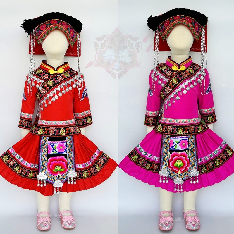新款彝族女童裙子套装 彝族火把节生活民族服饰 亲子绣花女孩服装,童装/婴儿装/亲子装,儿童演出服,淘宝优惠券,粉丝福利购,淘宝优惠卷