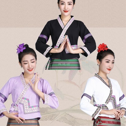 棉麻绣花傣族泰式工作服spa服饰