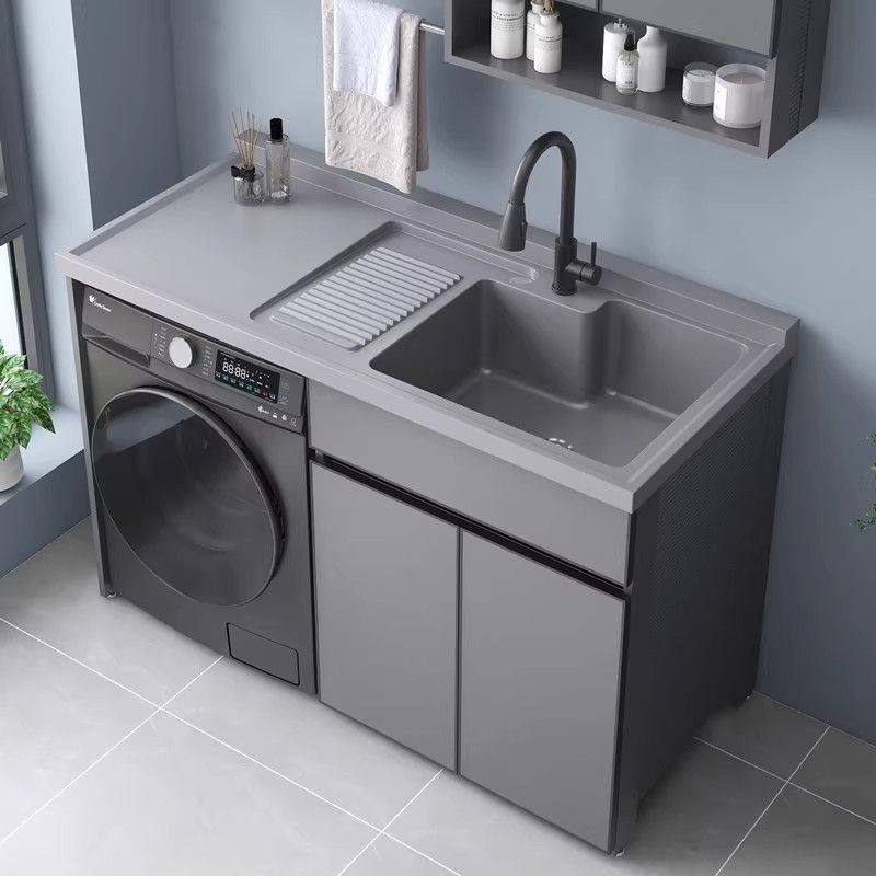 莫顿阳台洗衣机柜组合太空铝洗衣机伴侣带搓衣板一体盆可定制洗衣,家装主材,浴室柜组合,淘宝优惠券,粉丝福利购,淘宝优惠卷