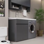 莫顿全铝蜂窝铝阳台洗衣机柜石英石一体盆带搓衣板小户型伴侣定制