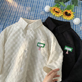 华夫格短袖衬衫男夏季宽松ins衬衫XZ221-2-C003-P55，男装T恤，星座218