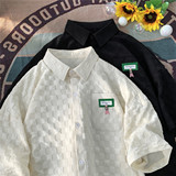 华夫格短袖衬衫男夏季宽松ins衬衫XZ221-2-C003-P55，男装T恤，星座218