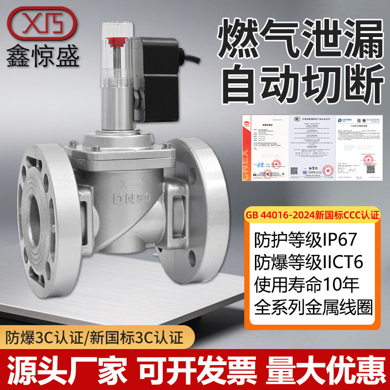 工业商用燃气报警器自动切断阀电磁式煤气液化气天然气泄漏探测器