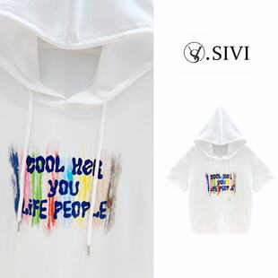 休闲百搭休闲减龄帽衫 熙薇 新款 2026春季 上衣M2633 彩色涂鸦