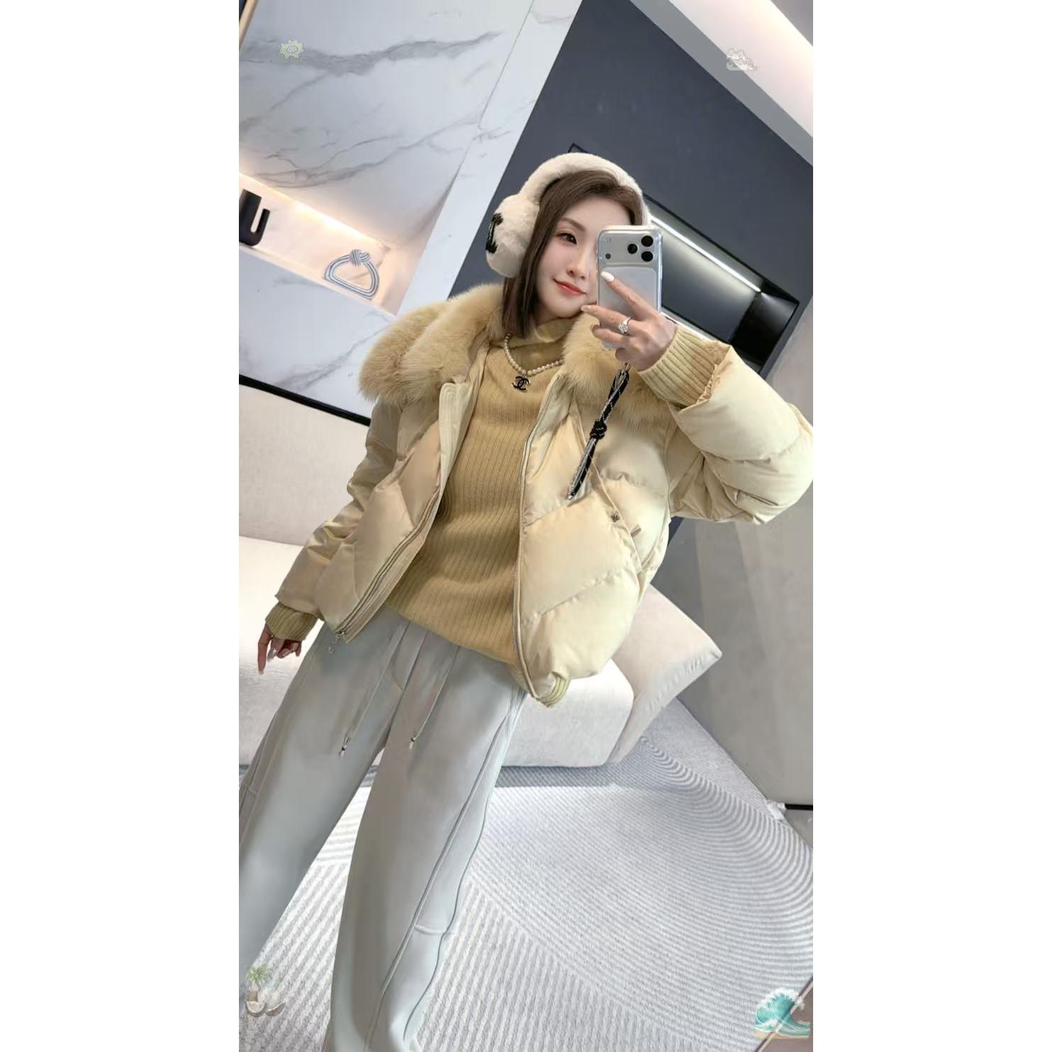 熙薇【漫雪迷踪】2025冬季新款百搭时尚狐狸毛领羽绒服外套H6314