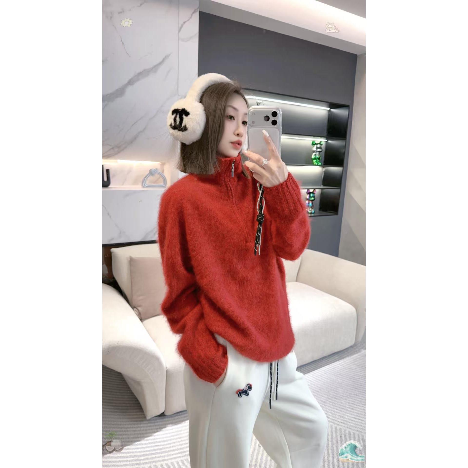 【熙薇SIVI】2025秋冬新款全羊毛拉绒立领休闲羊毛衫H6671