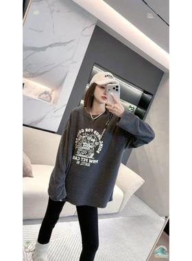 熙薇【目不转睛】2025冬季新款时尚韩版加厚磨毛大版T恤H6352