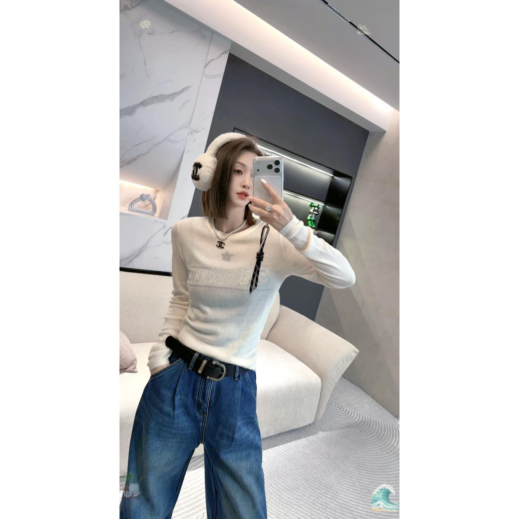 熙薇【珠光漫序】2025冬季新款洋气时尚休闲刺绣针织毛衣H6402