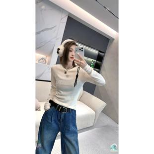 洋气时尚 熙薇 新款 2025冬季 休闲刺绣针织毛衣H6402 珠光漫序