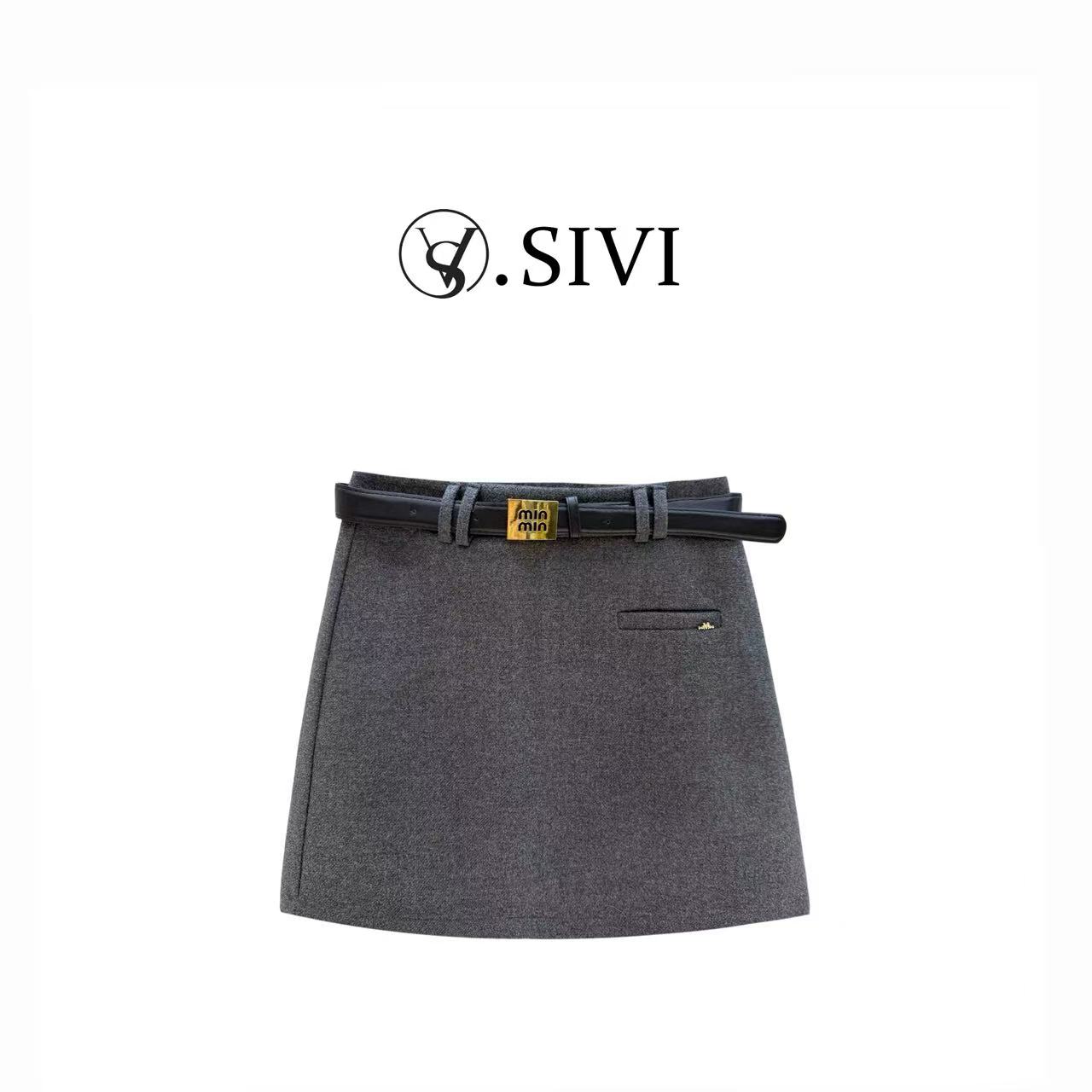 熙薇【暖灰随行】2025秋冬新款时尚潮流显瘦气质百搭短裙H6213