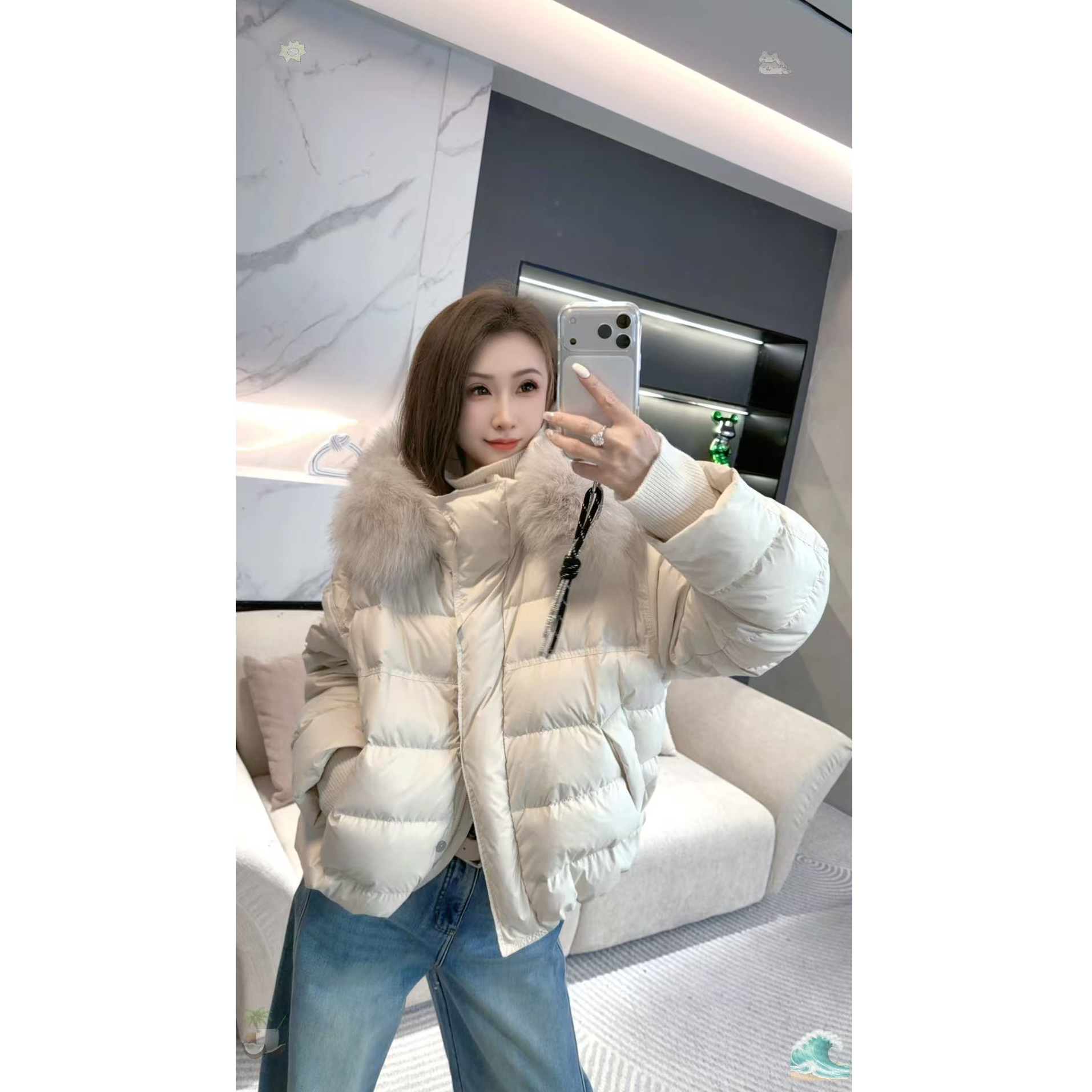 熙薇【​机能暖服】2025秋冬新款时尚休闲大毛领羽绒服外套H6138