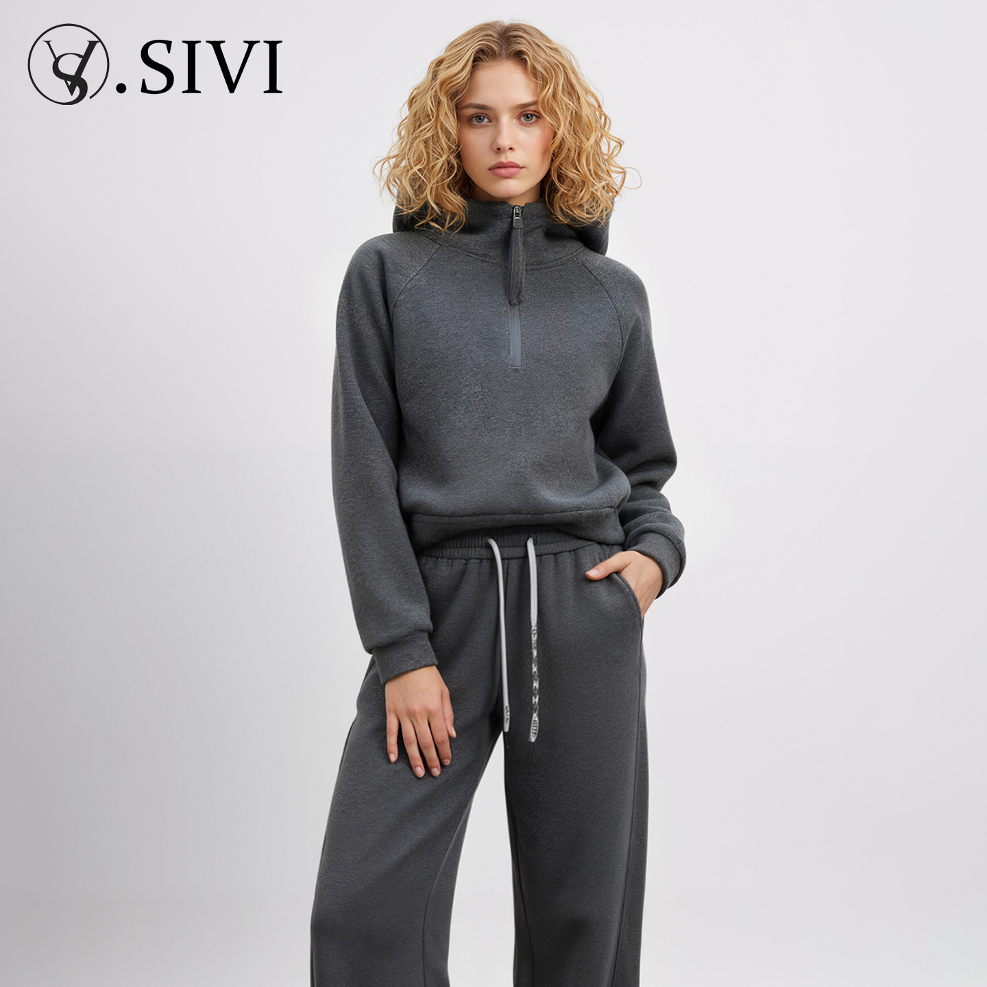 熙薇2025秋季新款时尚设计师休闲连帽卫衣上衣H6539