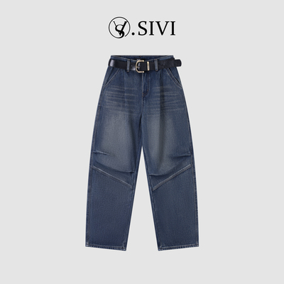 熙薇【奇妙旅程】2025冬季新款时尚百搭米奇加绒牛仔裤H6398