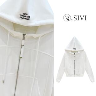 熙薇【白漾风尚】2026新款简约时尚气质休闲帽衫外套M2054