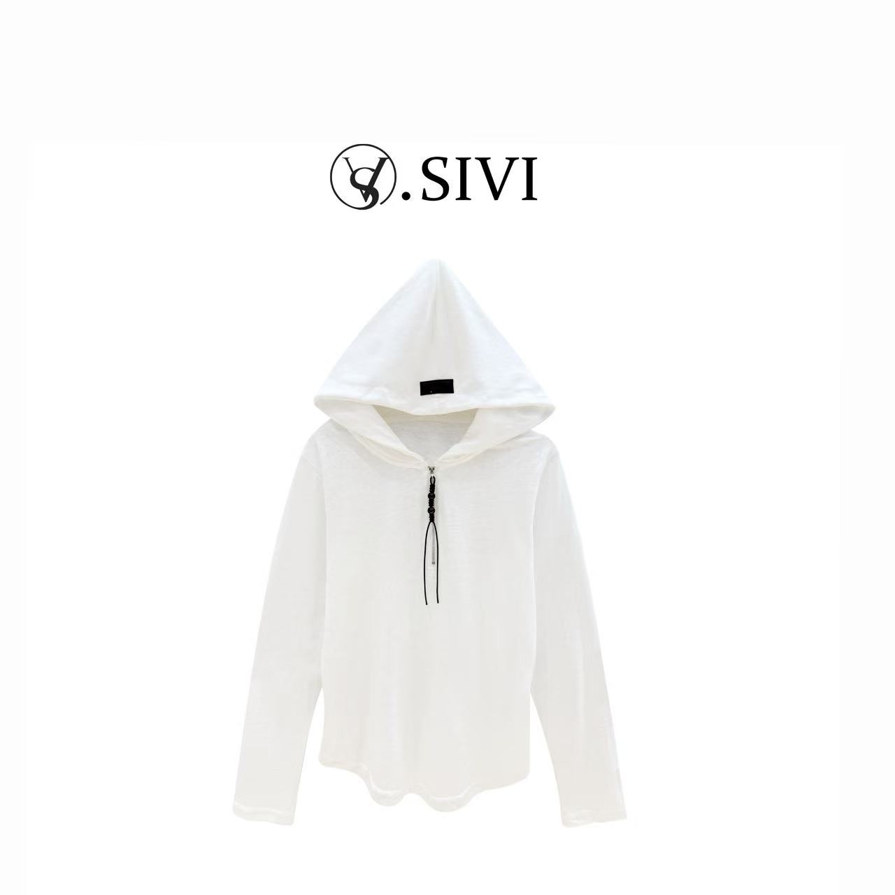 熙薇【优雅恋人】2025早秋新款时尚气质休闲百搭帽衫上衣H5063