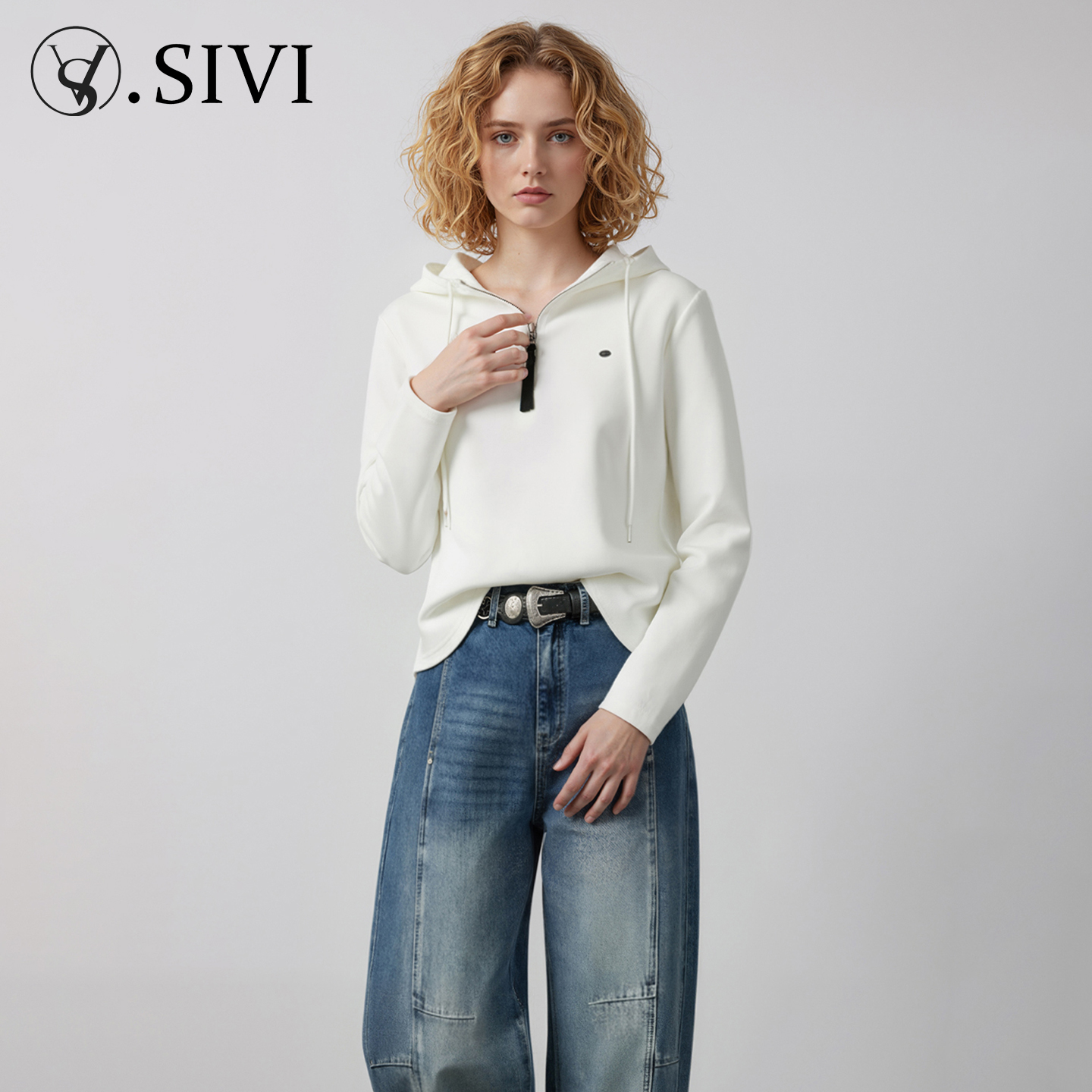 熙薇【目不转睛】秋季新款时尚休闲气质连帽上衣帽衫H5162