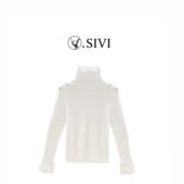 金扣织柔 立领羊毛衫 2025冬季 显瘦拼蕾丝袖 H6342 新款 熙薇