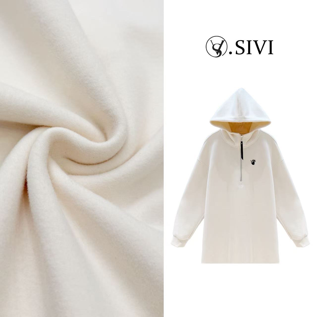 熙薇【素描小猫】2025冬季新款时尚休闲中长款连帽卫衣H6557