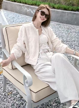熙薇【风之私语】2026新款气质纹理钩花蕾丝外套M2017