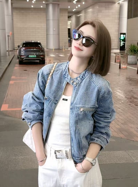 熙薇【蓝点逸衫】2026春季新款拉链时尚牛仔外套M2119