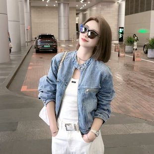拉链时尚 熙薇 新款 2026春季 牛仔外套M2119 蓝点逸衫