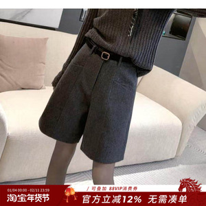 熙薇2025冬季新款休闲百搭气质羊毛五分短裤H6595