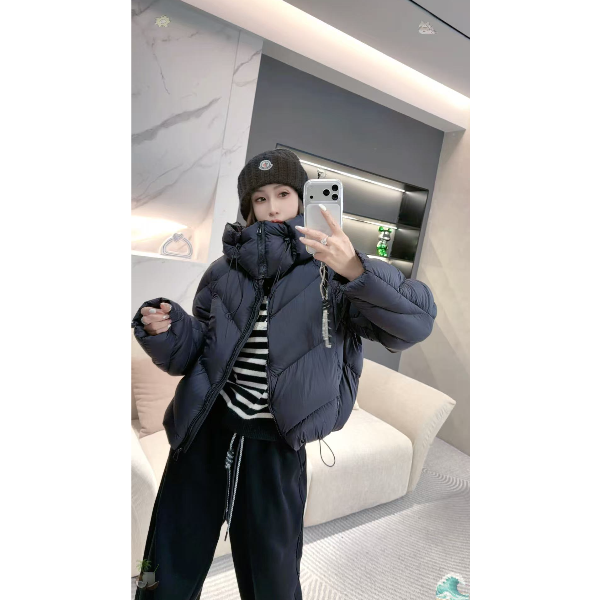 熙薇【慵懒星云】2025冬季新款云朵泡芙连帽羽绒服外套H6168