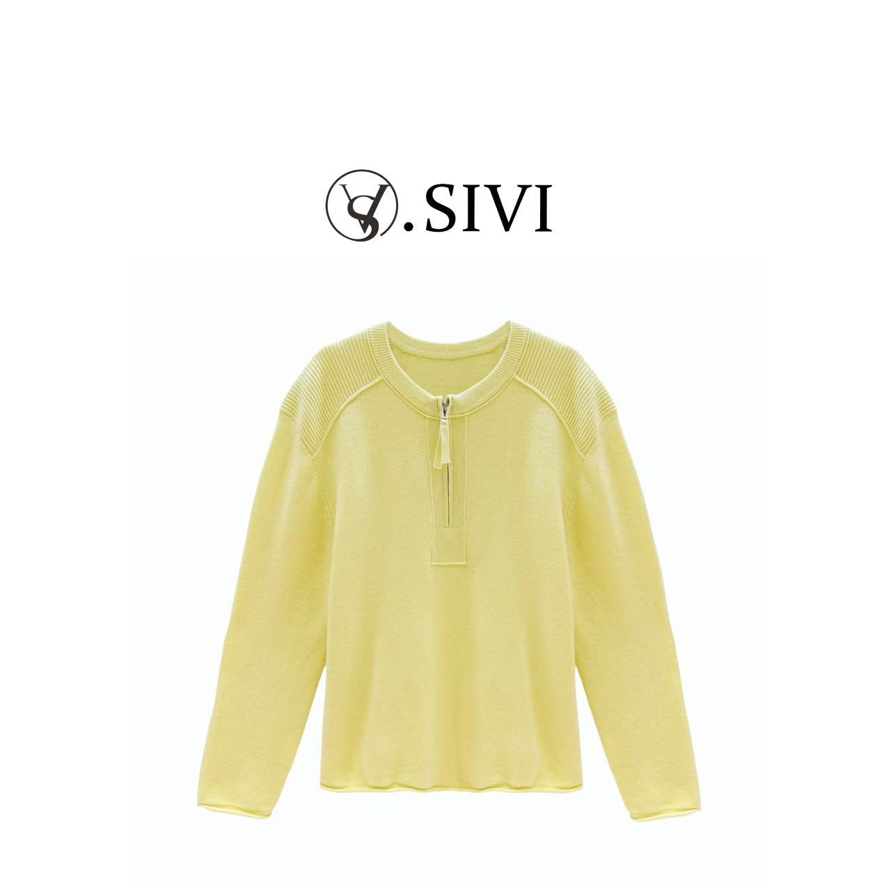 熙薇sivi2025秋冬新款时尚休闲百搭羊-毛罗纹拼接拉链上衣H5814