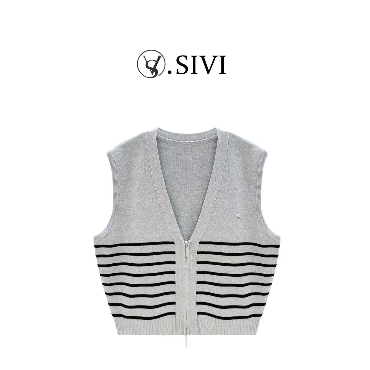 熙薇【山野栀子】2025早秋新款时尚气质休闲马甲毛衣上衣H5275