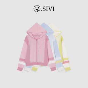 彩织悠漾 防晒帽衫 2026春季 长袖 上衣毛衣M2133 新款 熙薇