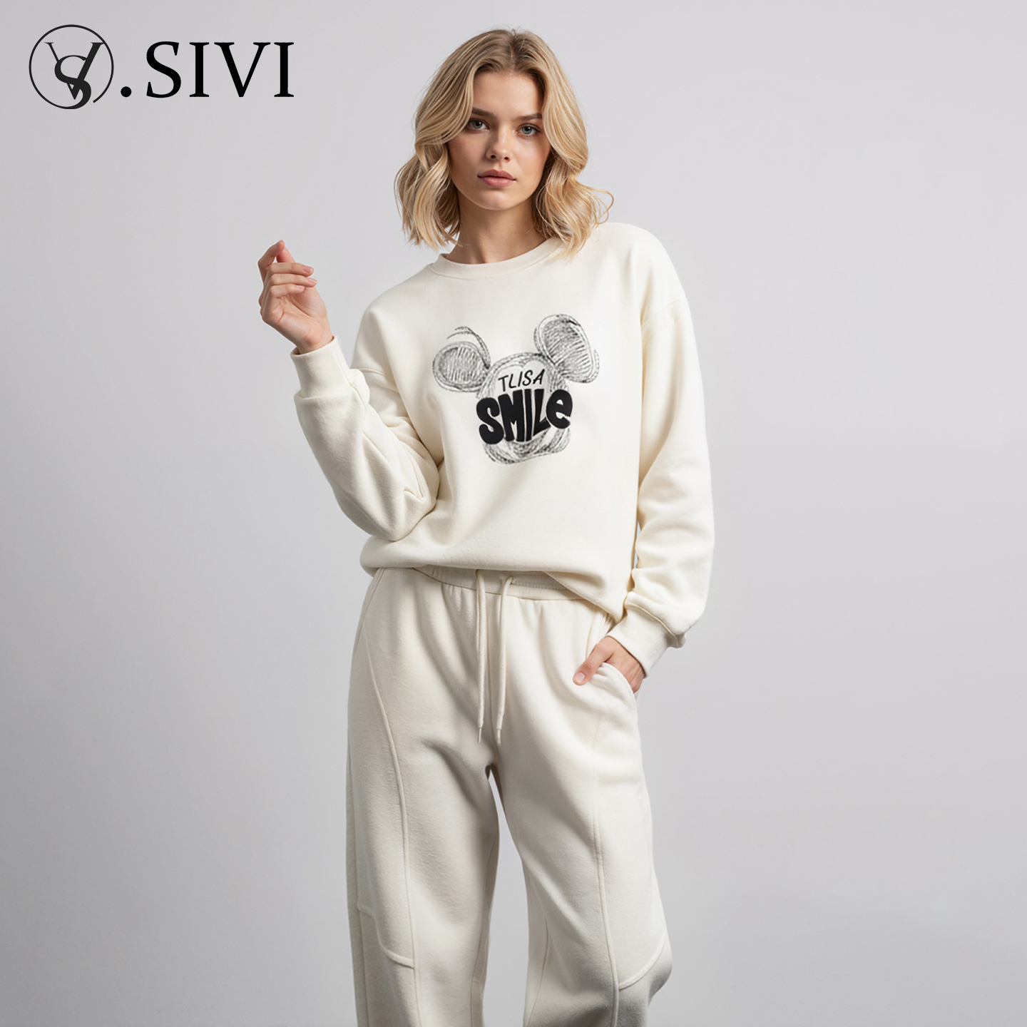 熙薇【米奇】2025秋冬新款时尚百搭印花休闲宽松卡通卫衣H6003