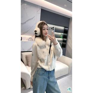 重工钉珠狐狸毛领羊毛衫 熙薇 新款 2025冬季 H6741 暖奢日常